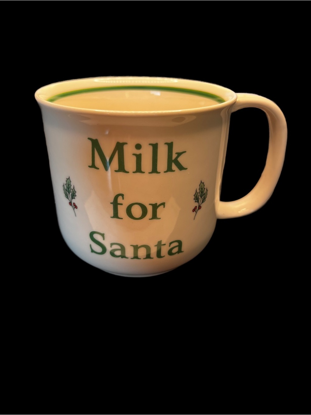 NIKKO Japan Happy Holidays MILK FOR SANTA Mug Christmas Tree Holly Cup